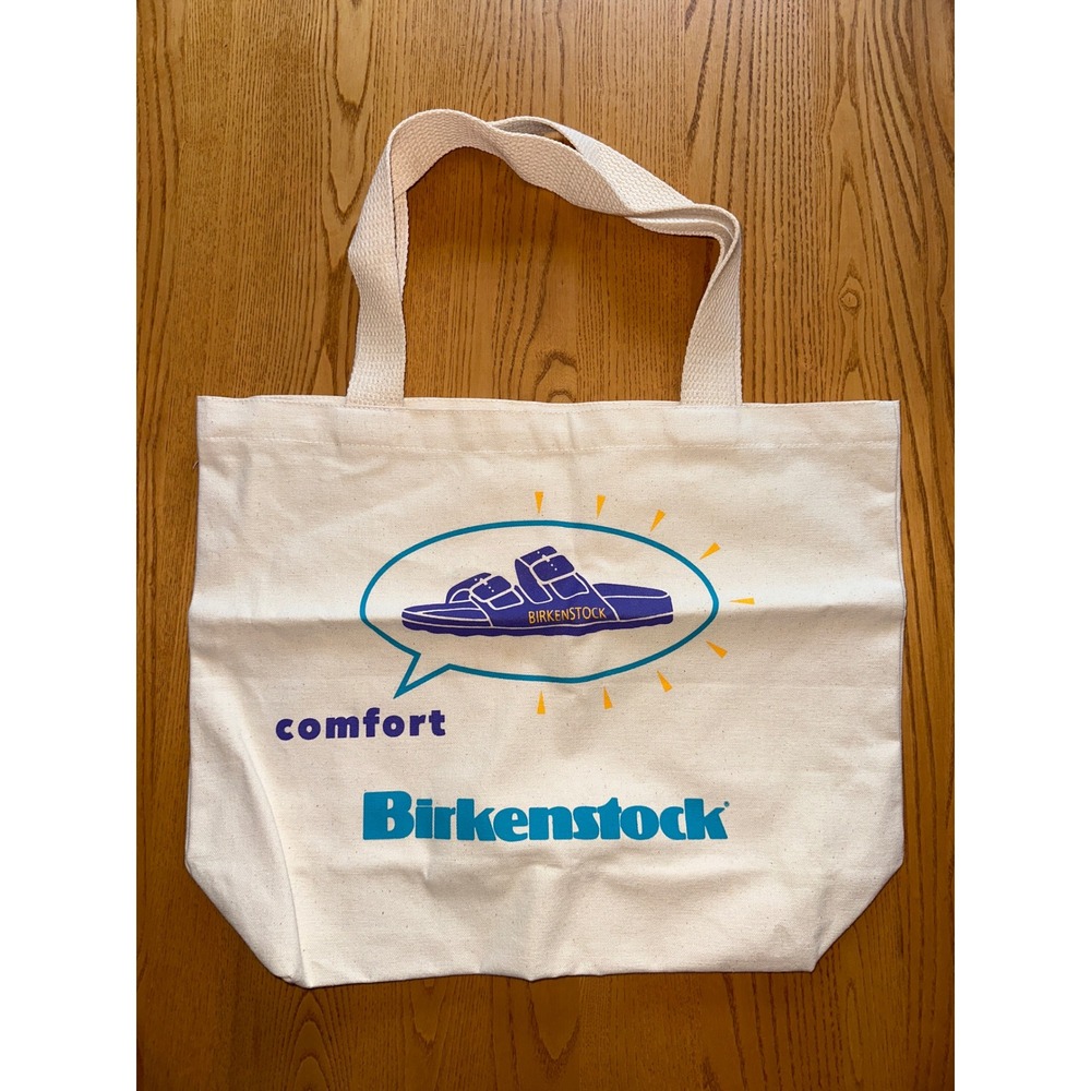 Birkenstock Canvas Tote Bag Cream Graphic Logo Arizona Sandal Reusable Shopper